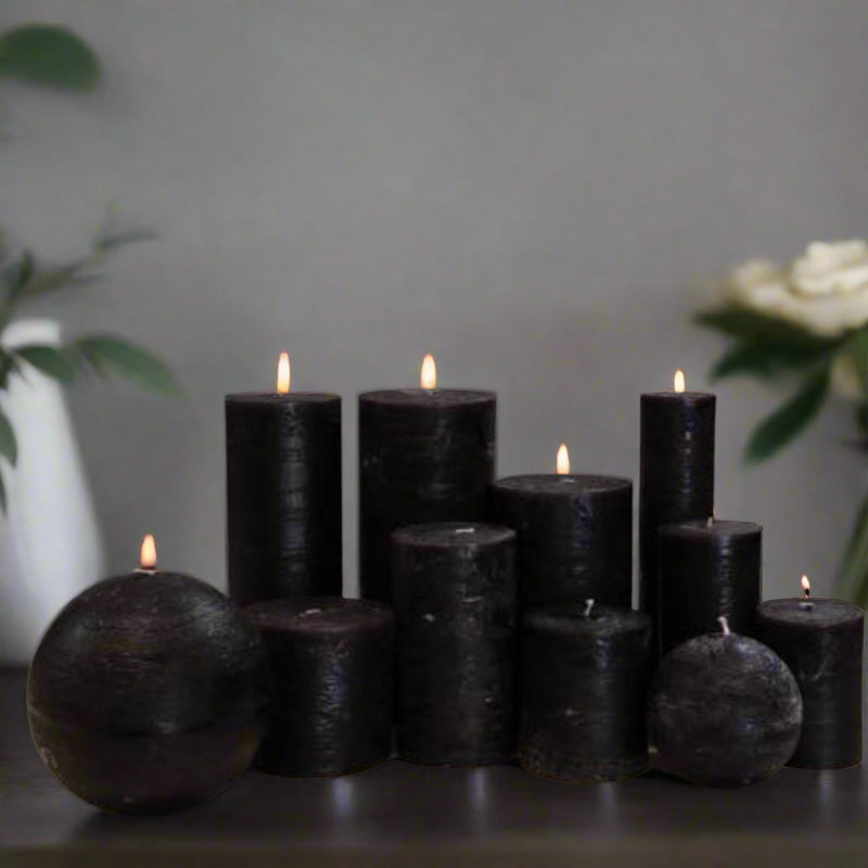 Long-burning, non-drip rustic Denga best quality candles in black