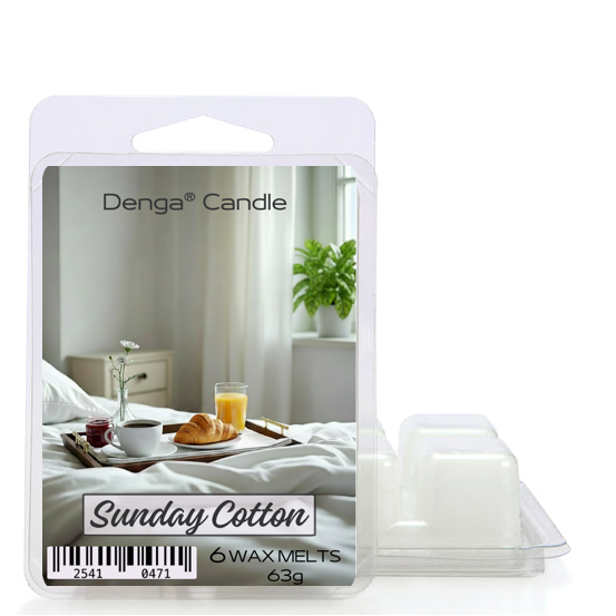 Packaging of Denga Candle wax melts with a scenic image on a white background