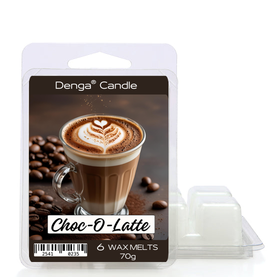 Denga Candle Choc-O-Latte wax melts packaging on a white background
