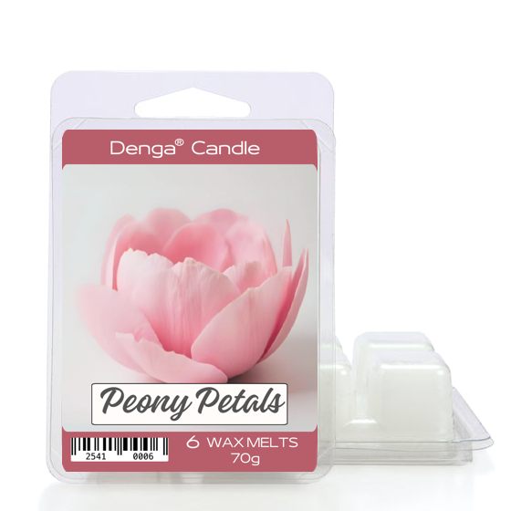Denga Candle Peony Petals wax melts packaging on a white background