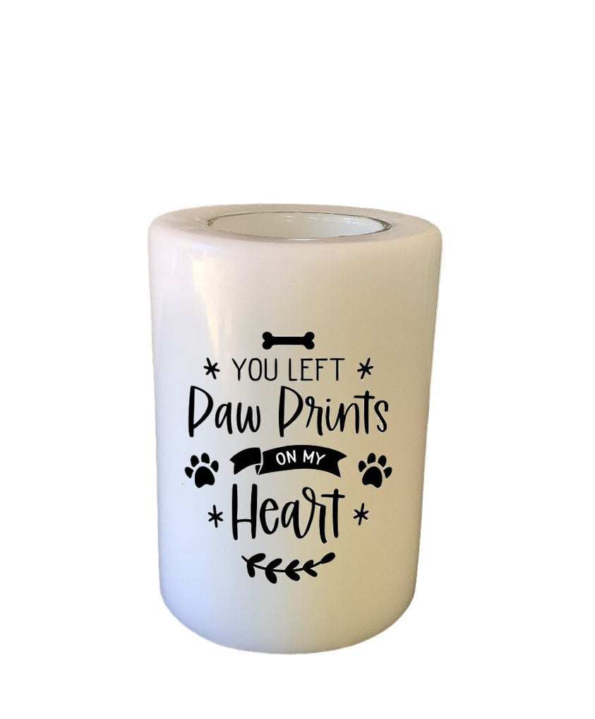 Everlasting Candle - printed: "Pawprints left on heart"