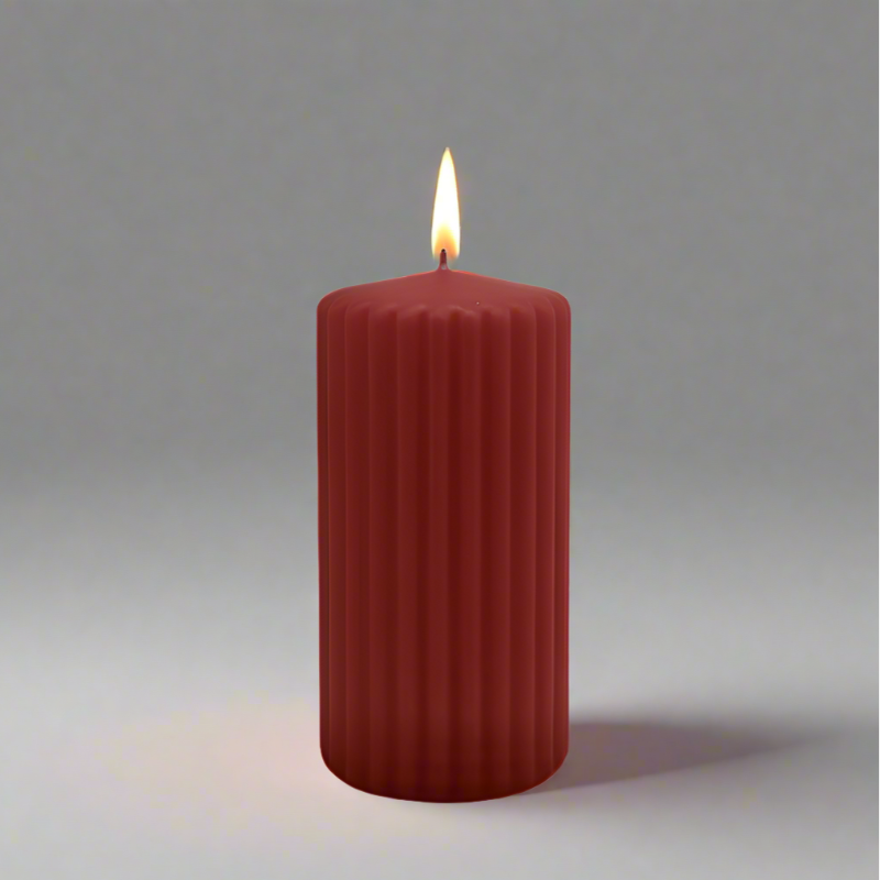 Grooved-pillar-candle-6x12-ruby