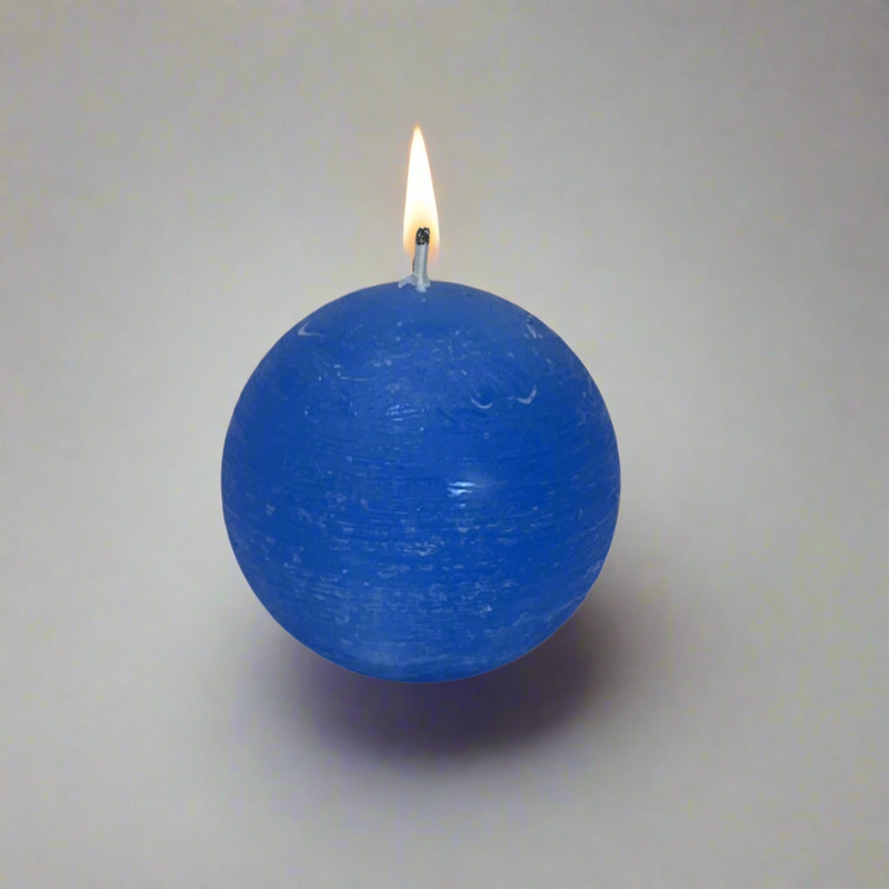 Rustic-ball-candle-Blue-10cm