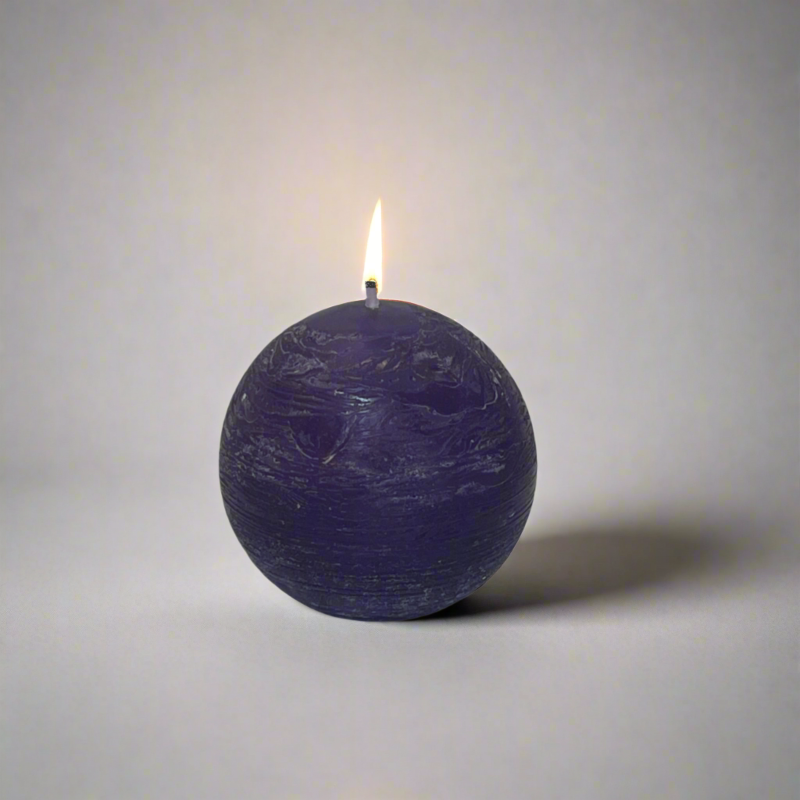 Rustic-ball-candle-Plum