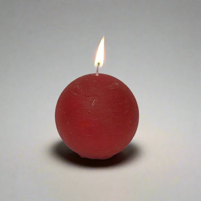 Rustic-ball-candle-Red-10cm