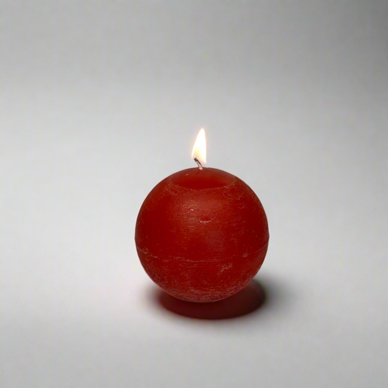 Rustic-ball-candle-Red-8cm