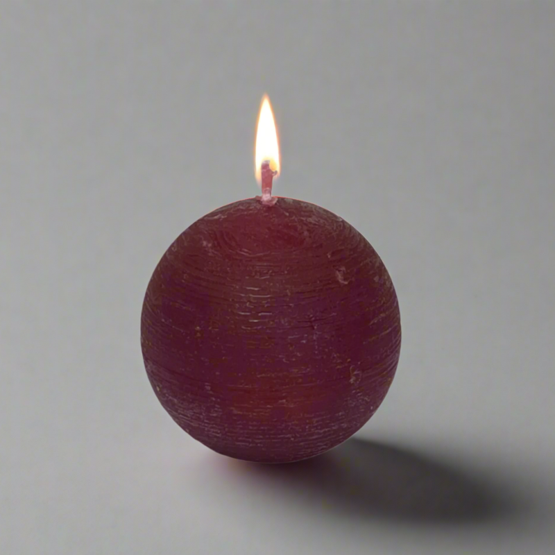 Rustic-ball-candle-Ruby_10cm