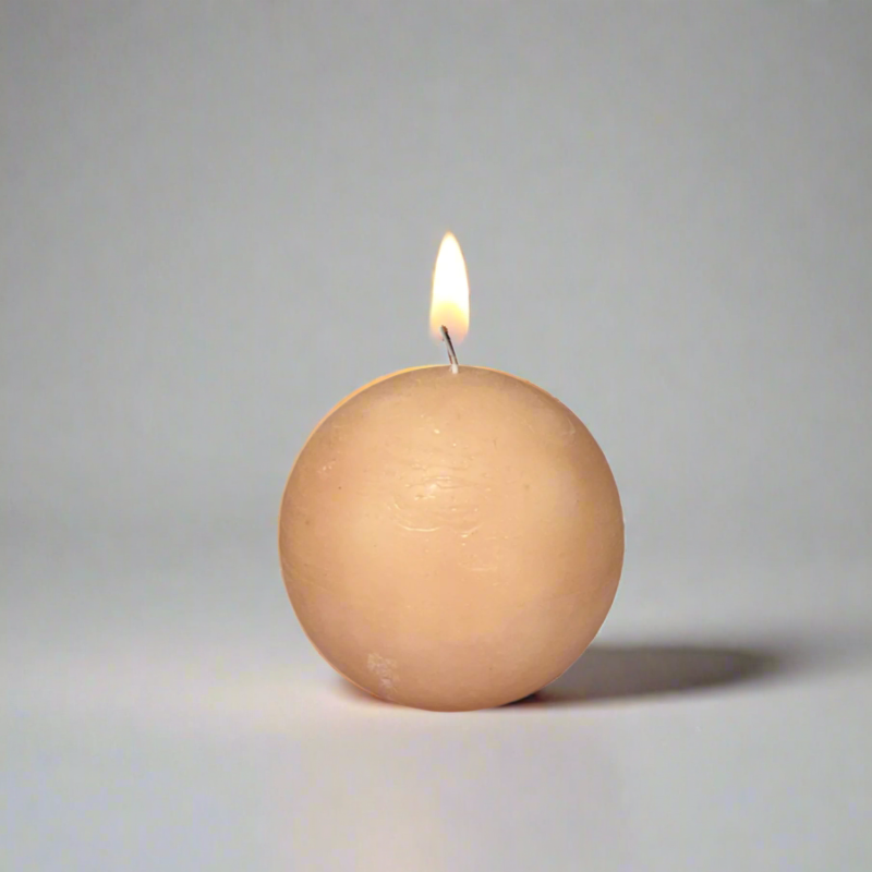 Rustic-ball-candle-Salmon
