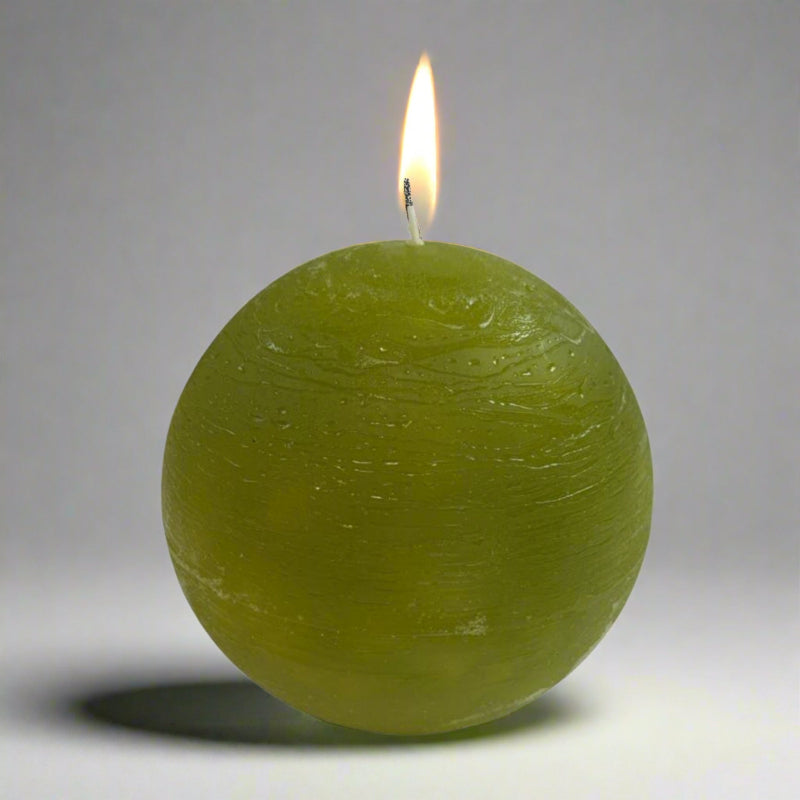 Rustic-ball-candle-olive-12cm