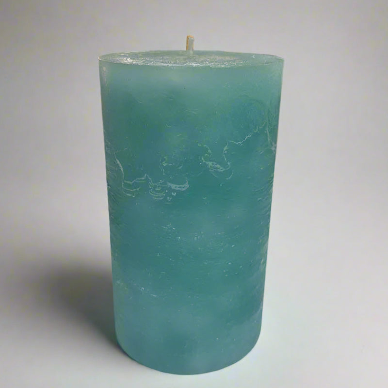 Rustic-pillar-candle-10x19-Turquiose