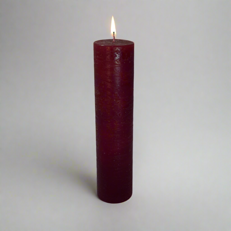 Rustic-pillar-candle-4.5x19-Berry