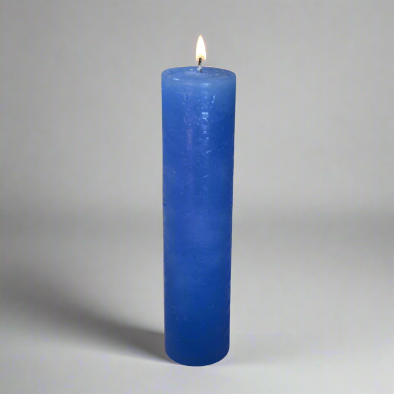 Rustic-pillar-candle-4.5x19-Blue