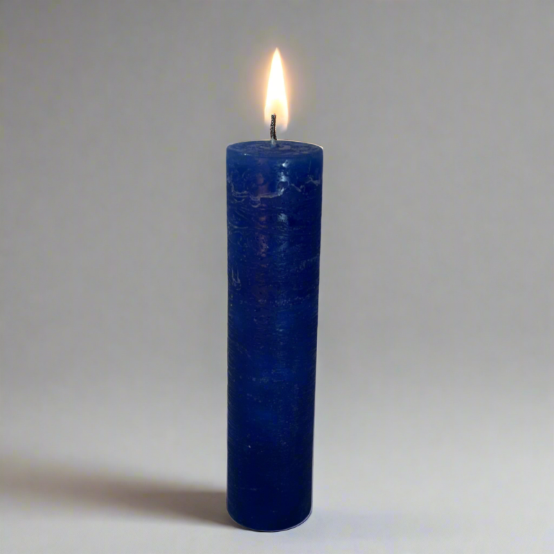 Rustic-pillar-candle-4.5x19-Dark-blue