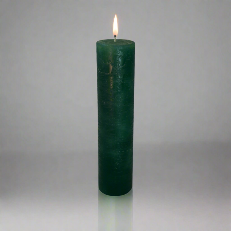 Rustic-pillar-candle-4.5x19-Dark-green