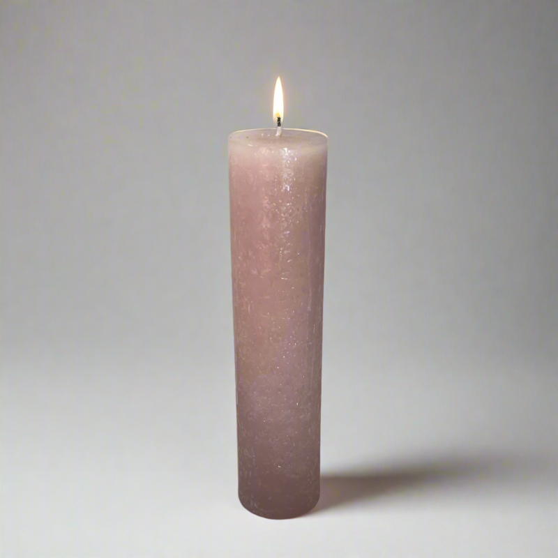Rustic-pillar-candle-4.5x19-Dustypink