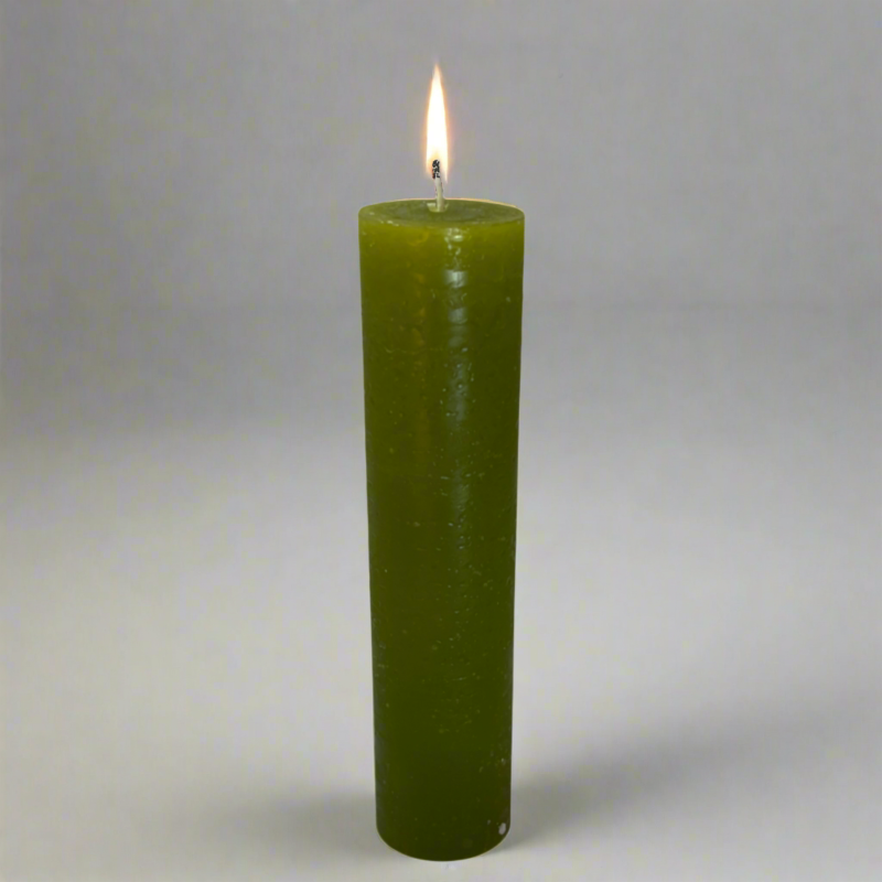 Rustic-pillar-candle-4.5x19-Olive