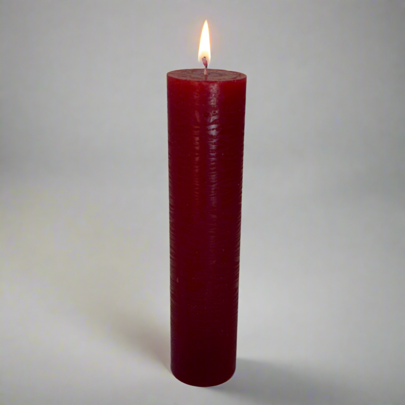 Rustic-pillar-candle-4.5x19-Ruby
