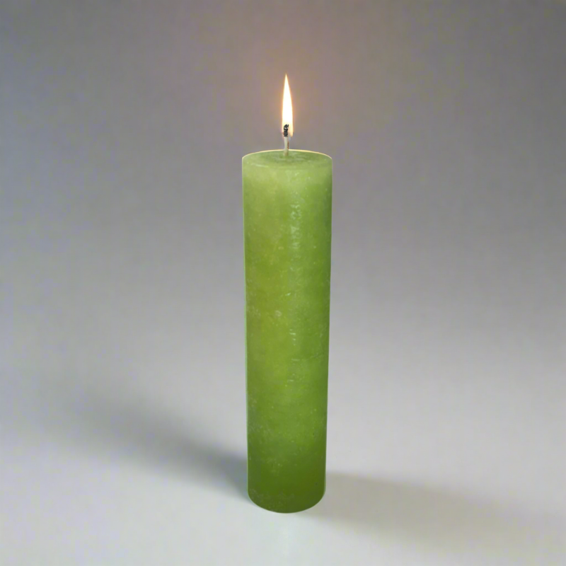 Rustic-pillar-candle-4.5x19-Spring-green