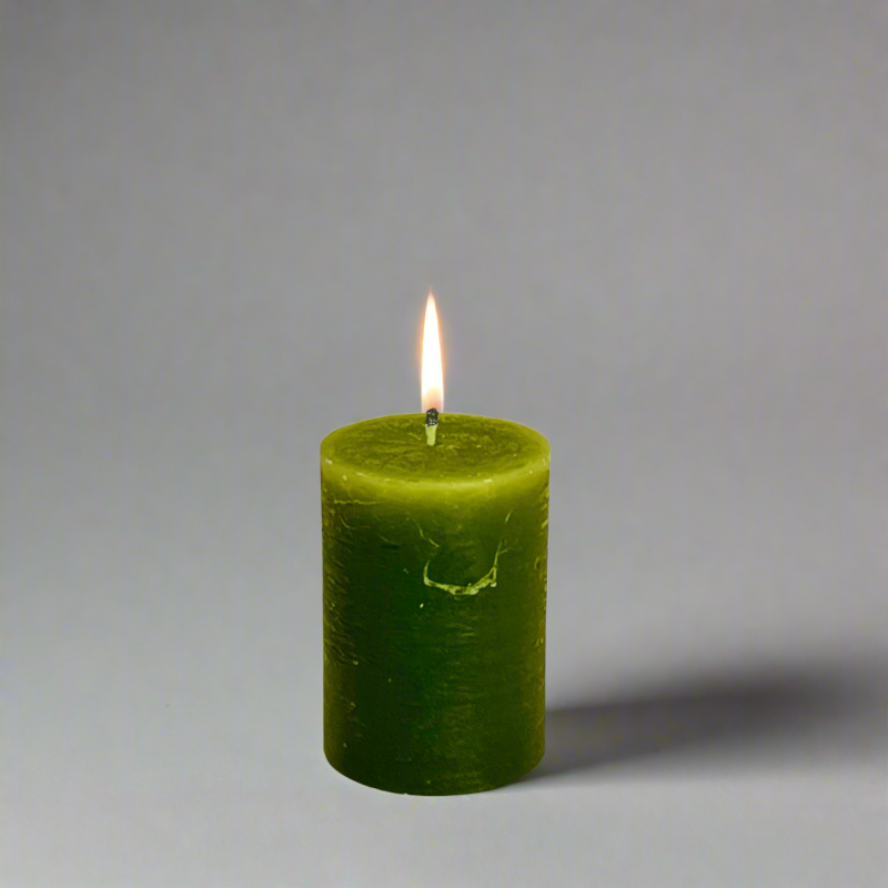 Rustic-pillar-candle-5.5x8-Olive