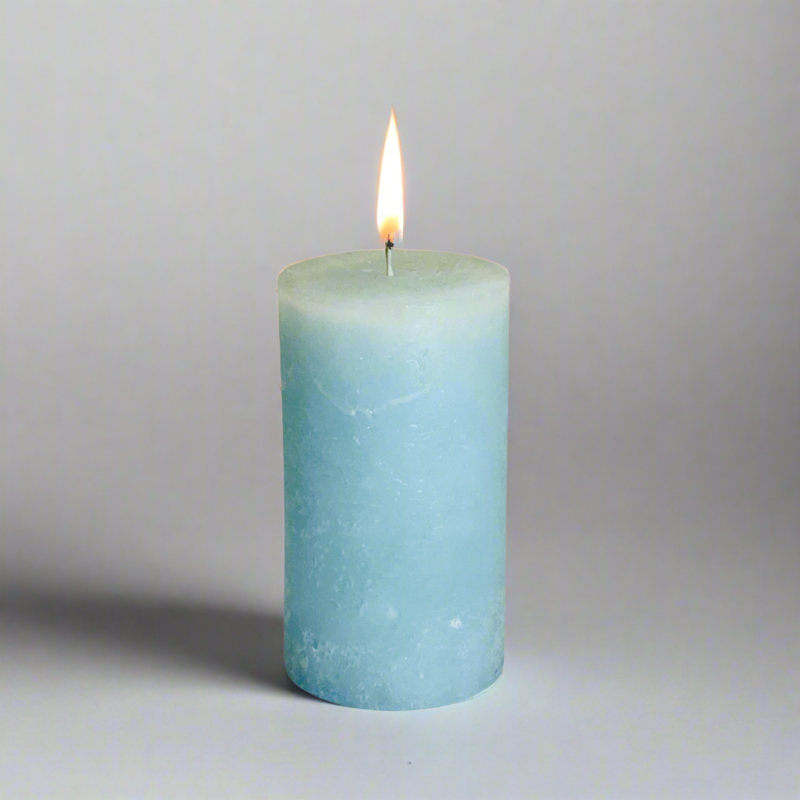 Rustic-pillar-candle-7x12-Light-blue