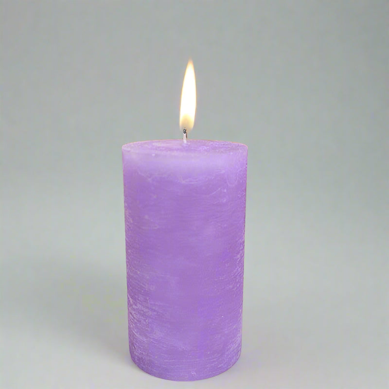 Rustic-pillar-candle-7x12-Lilac