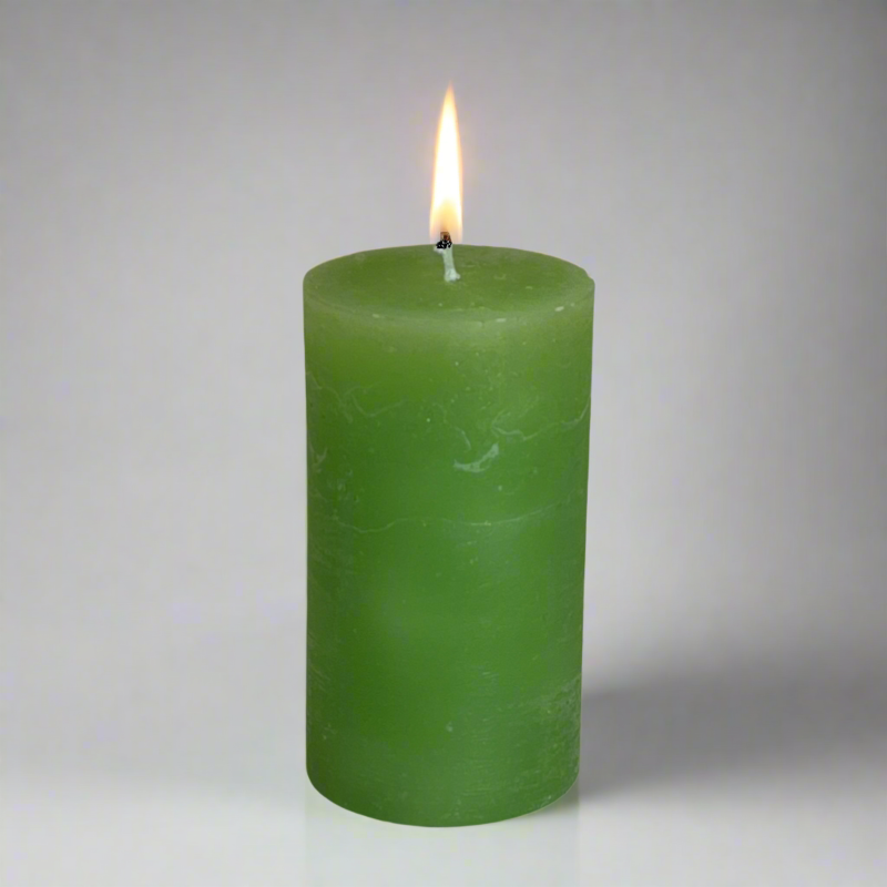 Rustic-pillar-candle-7x12-Spring-green