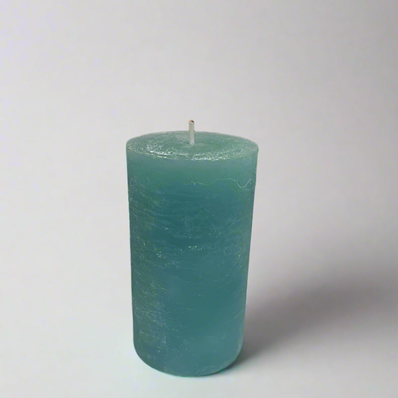 Rustic-pillar-candle-7x12-Turquiose