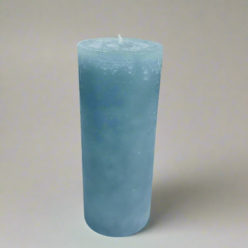 Rustic-pillar-candle-7x17-Aqua-blue