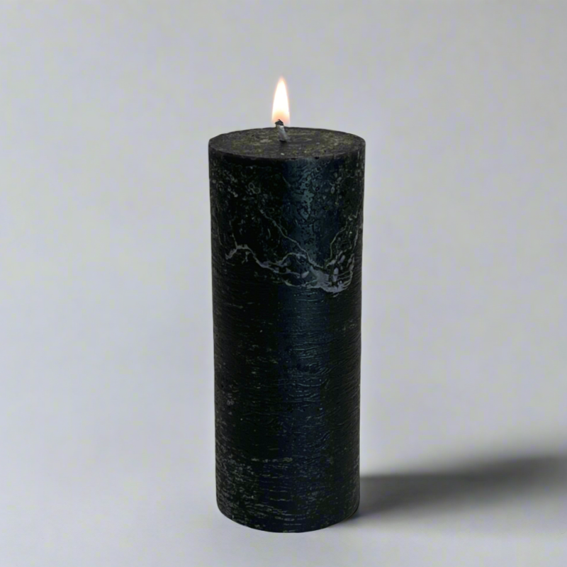 Rustic-pillar-candle-7x17-Black