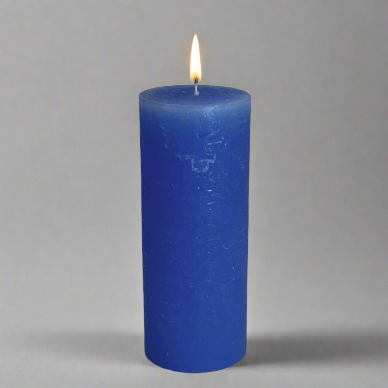 Rustic-pillar-candle-7x17-Blue