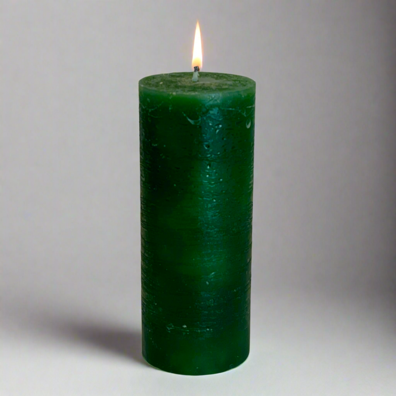 Rustic-pillar-candle-7x17-Dark-green