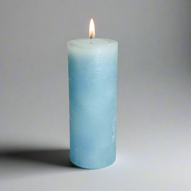 Rustic-pillar-candle-7x17-Light-blue