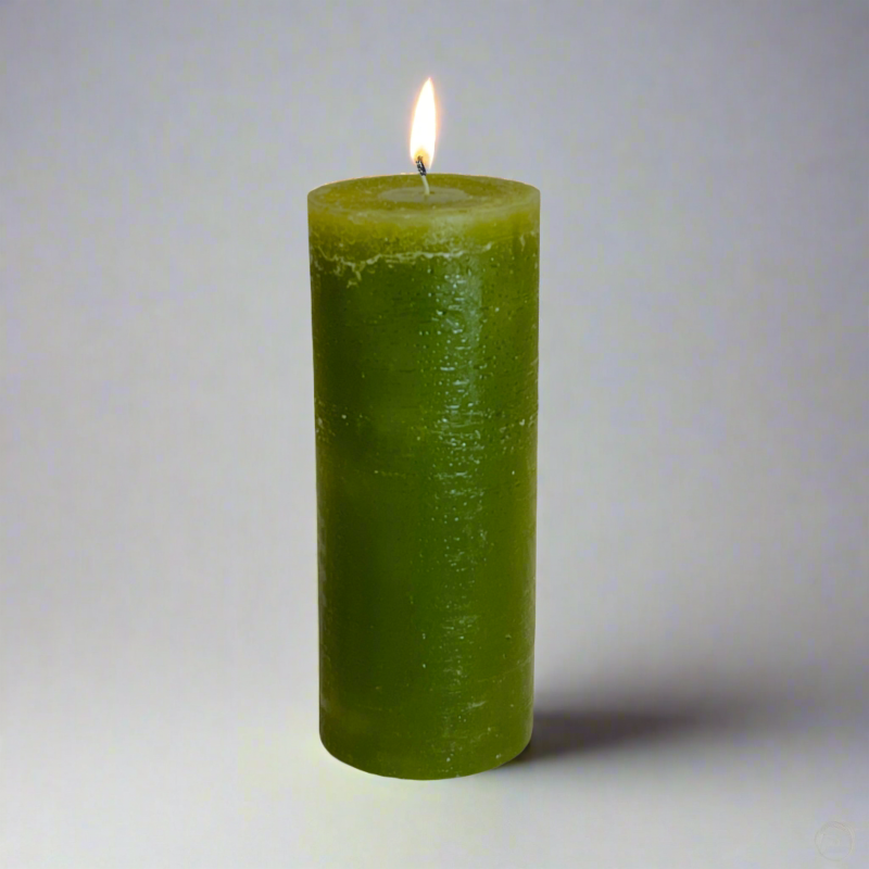 Rustic-pillar-candle-7x17-Olive