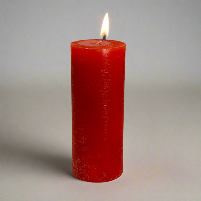 Rustic-pillar-candle-7x17-Red