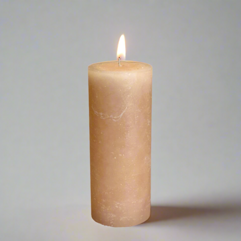 Rustic-pillar-candle-7x17-Salmon