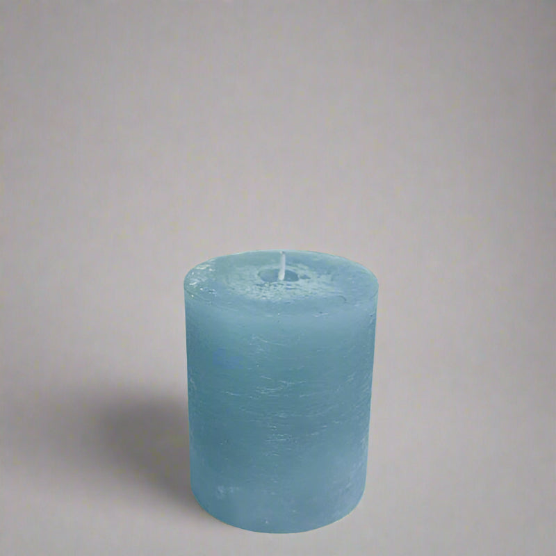 Rustic-pillar-candle-7x8-Aqua-blue