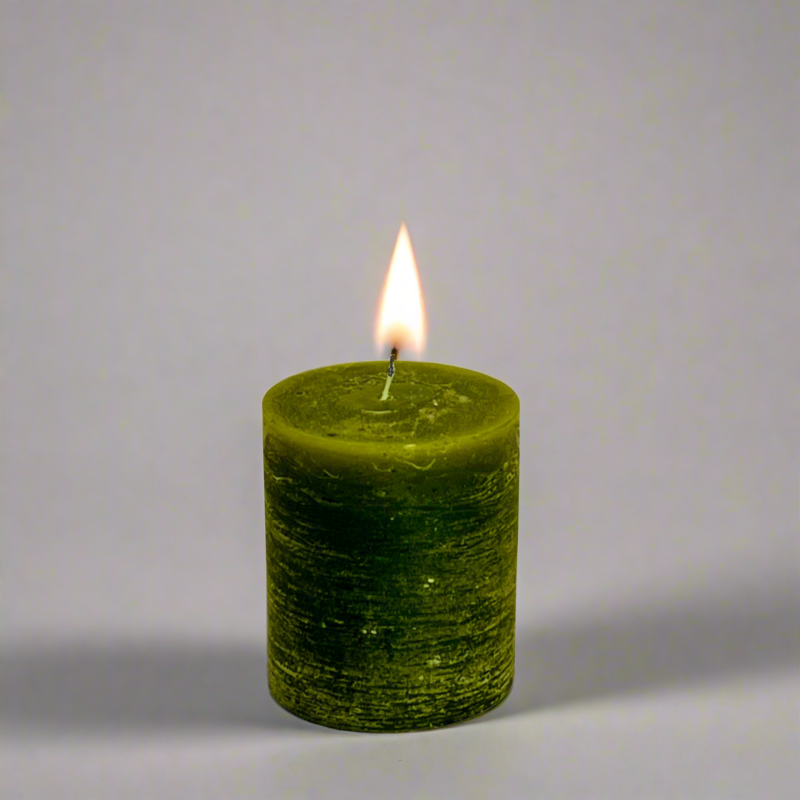 Rustic-pillar-candle-7x8-Olive