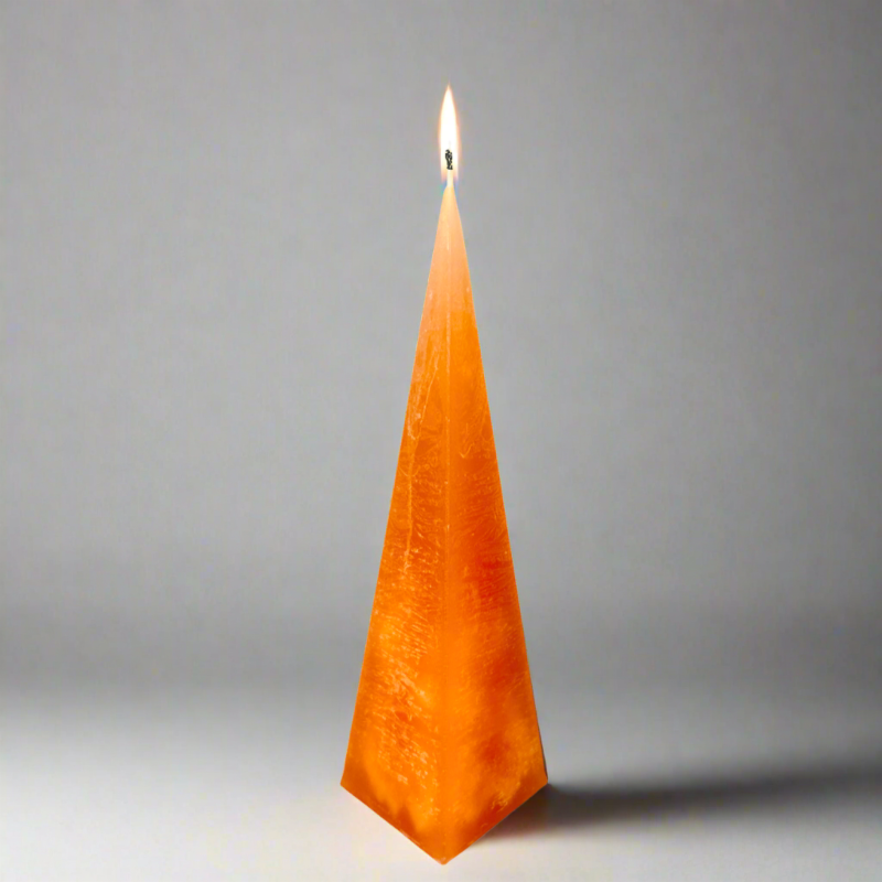 Rustic-pyramid-candle-Orange