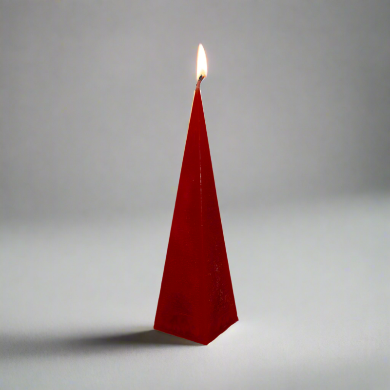 Rustic-pyramid-candle-Red