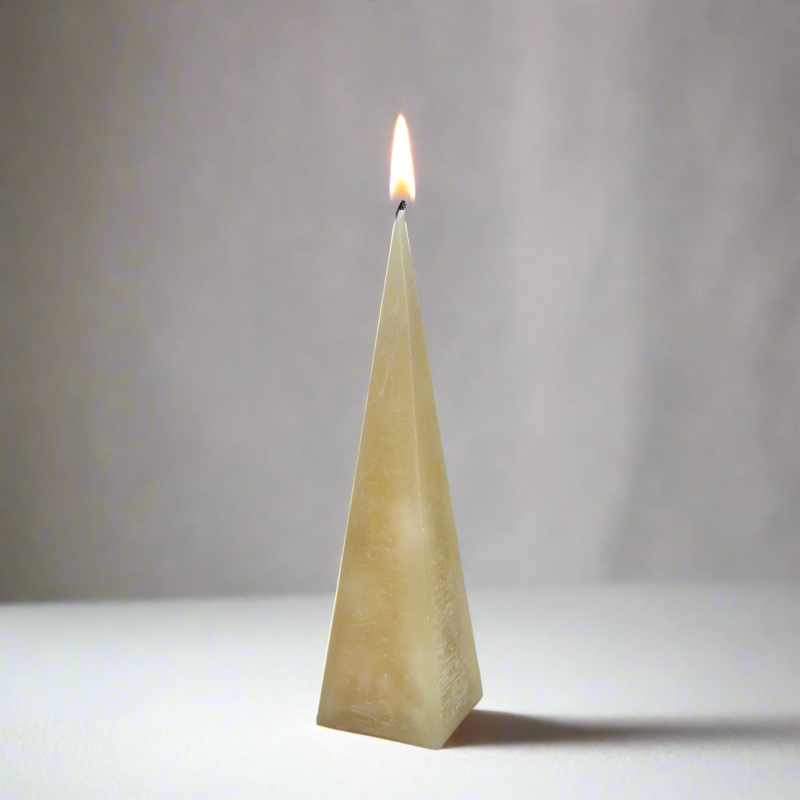 Rustic-pyramid-candle-Sand