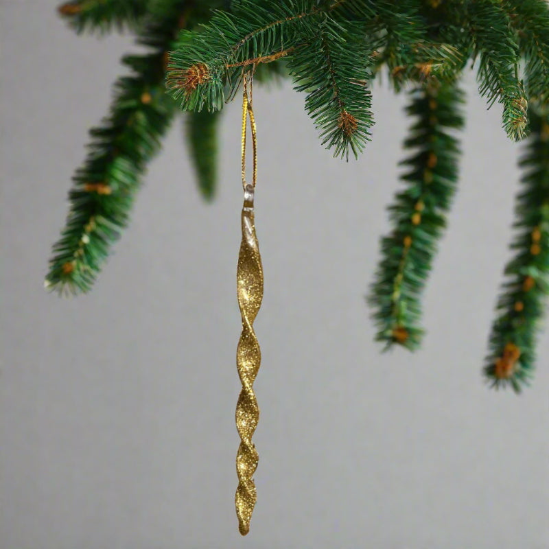 6 Spiral Christmas Hangers - Gold Glitter