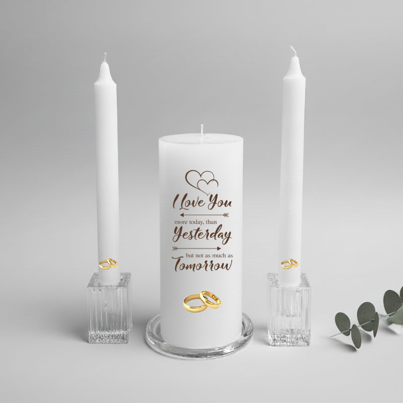 Wedding Unity Candle Set - Gold Rings