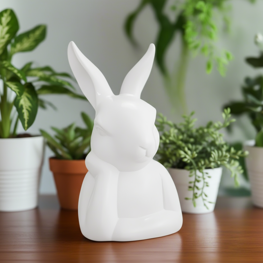 White rabbit-bunny bust