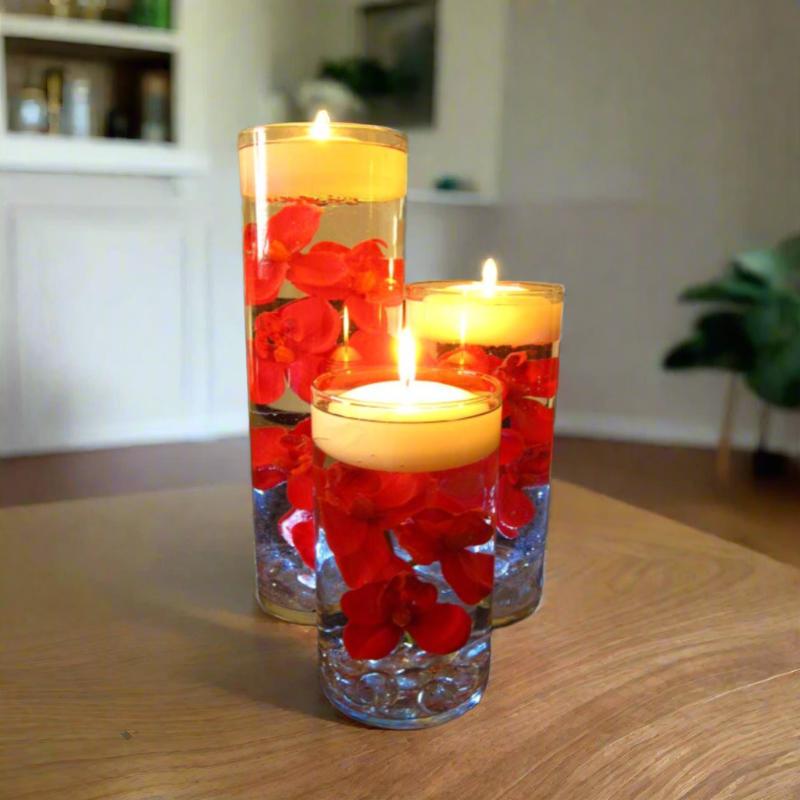 floating light candles in jars