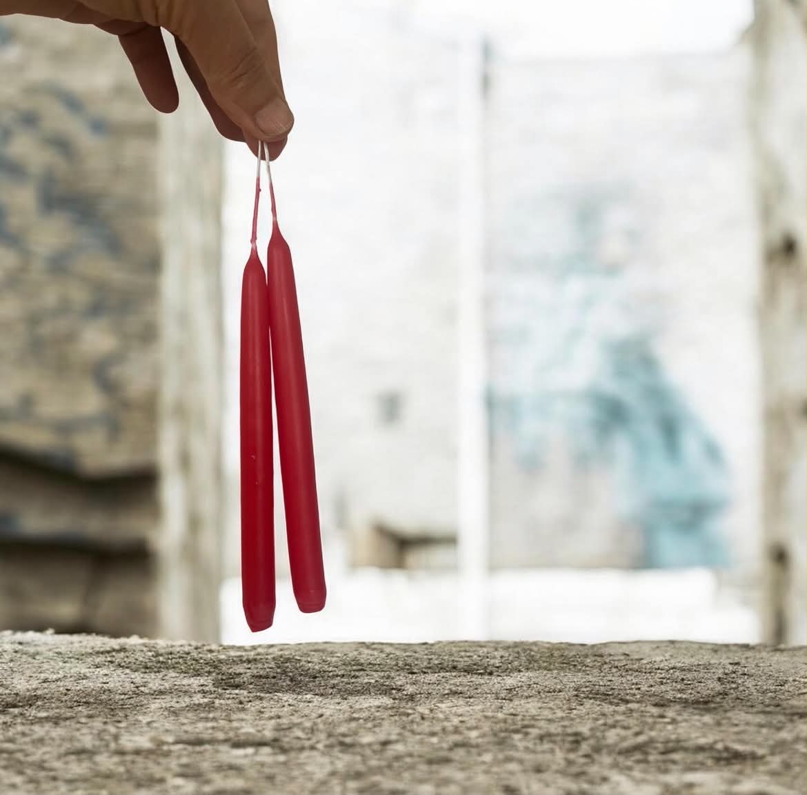 2 red taper tree candles denga 15cm