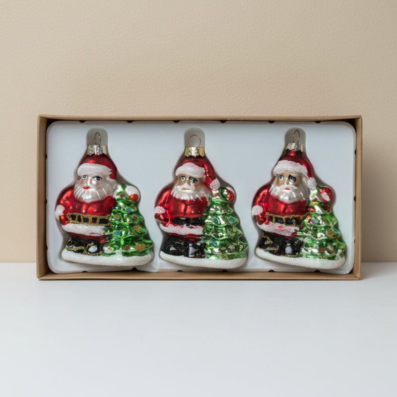 3 Pack Santa Glass Tree Hanger