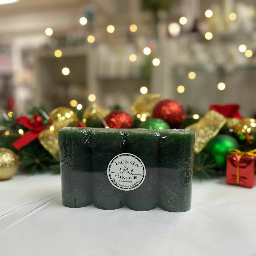 set of 4 advent candles in dark green colour 