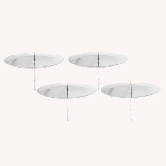 Set of four round metal candle holder for advent wreaths