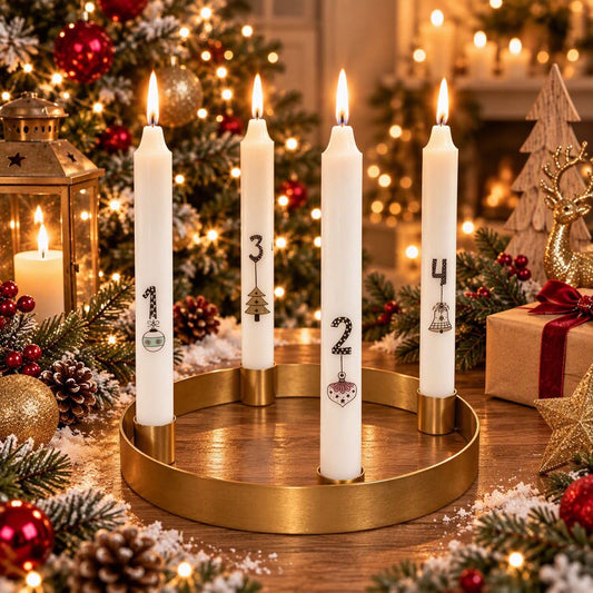 Metal Gold Candle Holder 25cm, Advent