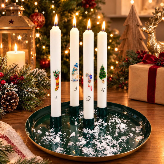 Plate with 4 candle holders, advent, metal